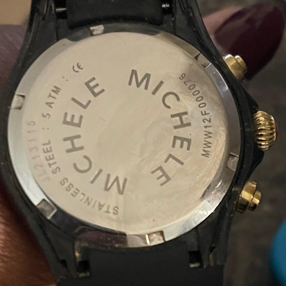 Michele Black and Gold Chronograph Silicone Strap Watch - Picture 3 of 3